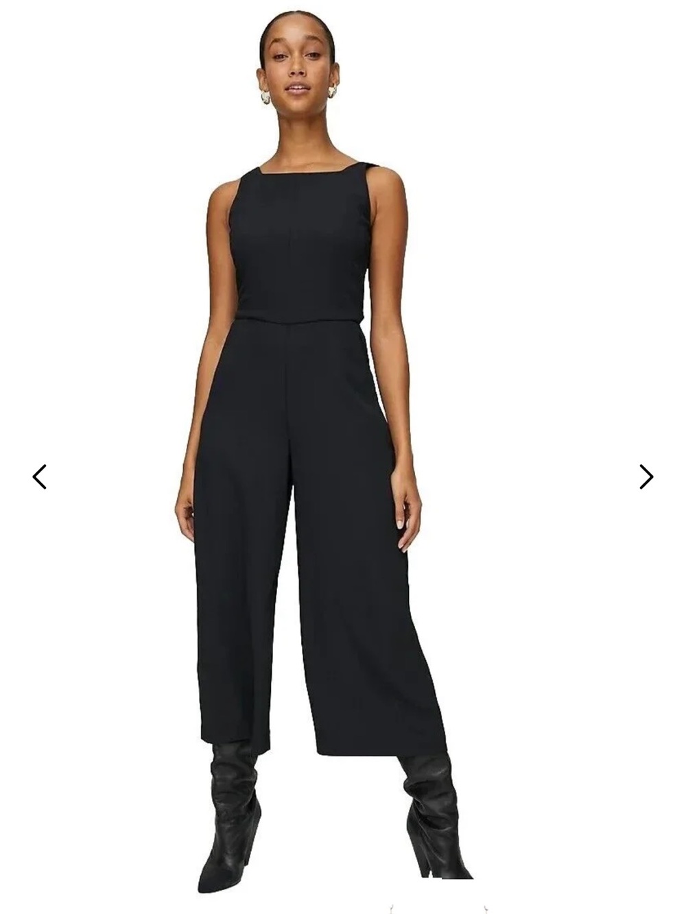 Aritzia Navy Blue Square-Neck Wide-Leg Sleeveless Jumpsuit